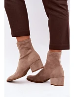 Dámské kotníkové boty na podpatku typu Khaki model 22320781 - Boto
