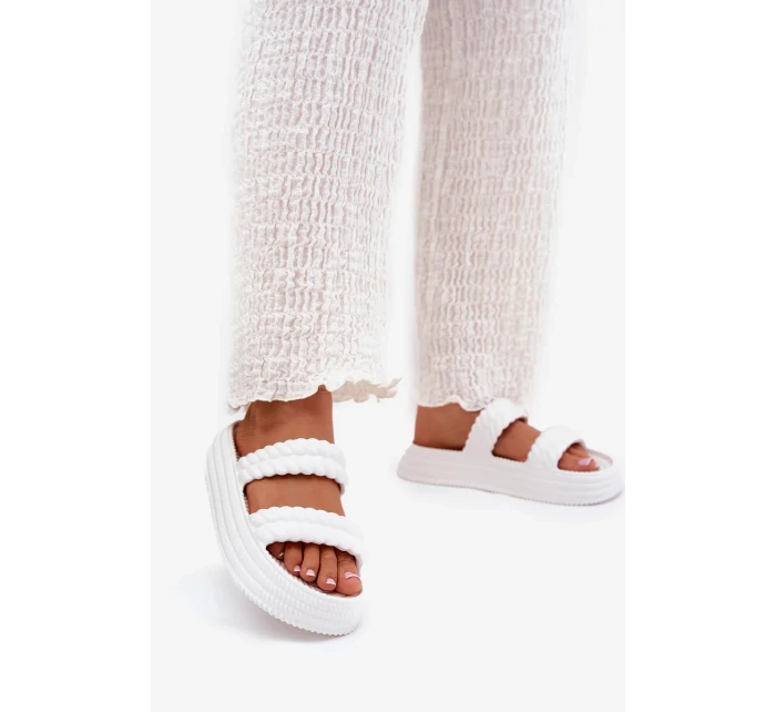 Dámske ľahké papuče na platforme S.Barski - biele