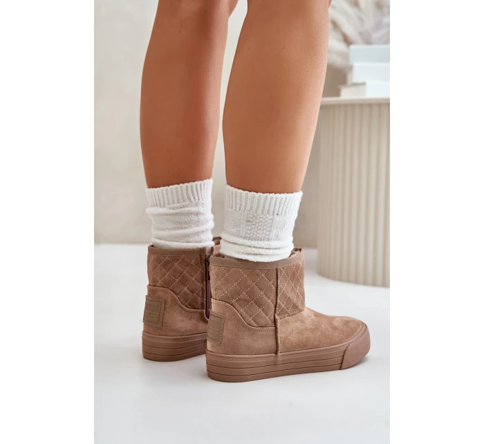 Botki Śniegowce Na Zamek Ocieplane Futerkiem Big Star OO274A524 Beżowe Botki Śniegowce Na Zamek Ocieplane Futerkiem Big Star OO274A524 Beżowe