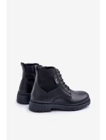 Skórzane Ocieplane Trapery Botki Męskie Big Star OO174166 Czarne