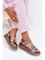 Dámské kožené sandály na platformě model 21701963 grafitové - Maciejka