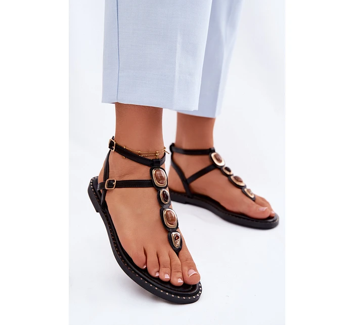 Dámské žabky s podrážkou s ozdobami Černé model 22111447 - Boto