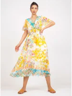 Šaty DHJ SK 15967 1.01P biela a žltá