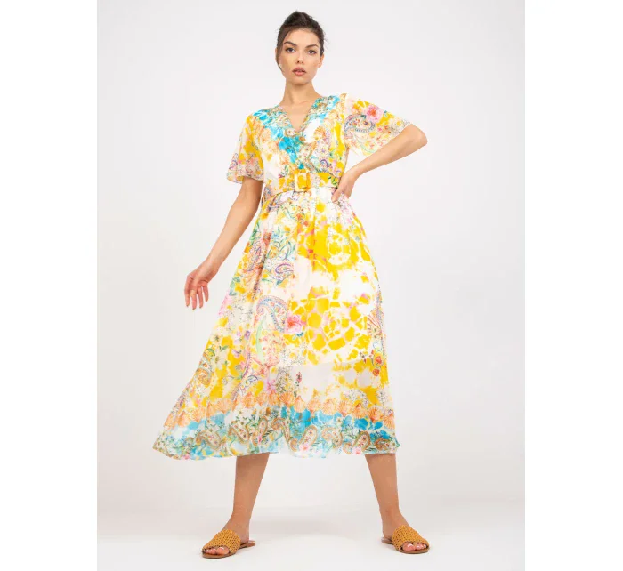 Šaty DHJ SK 15967 1.01P biela a žltá