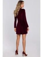 M562 Zamatové šaty s blejzrom - bordové