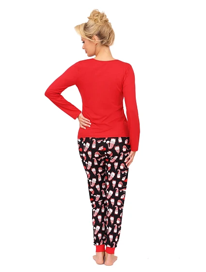 Pyžamo model 20540075 dlouhé červené - Donna