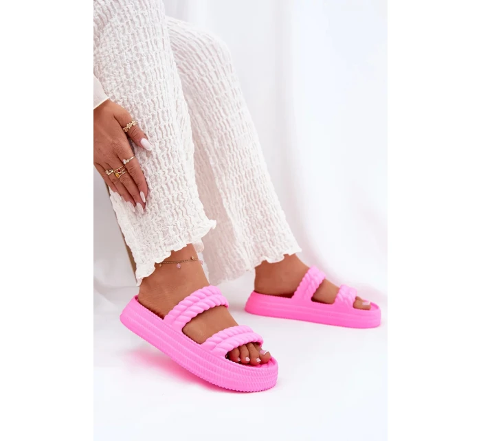 Dámske ľahké papuče na platforme S.Barski - fuchsiová