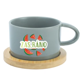 Personalizovaný keramický hrníček Makronka s ovocem a textem 