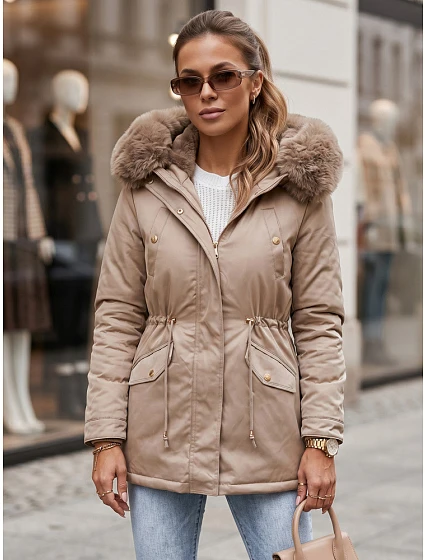 Dámská zimní bunda parka béžová Dstreet model 21971002 - FashionStreet Dámská zimní bunda parka béžová Dstreet model 21971002 - FashionStreet
