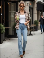 Jeansy damskie z wysokim stanem niebieskie model 22110001 - FashionStreet