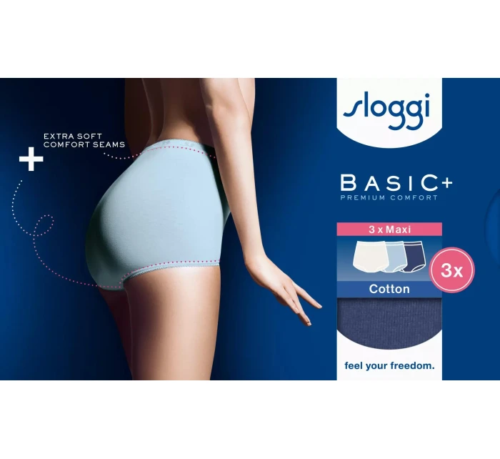 Dámske nohavičky Basic+ Maxi C3P - UNKNOWN - modrá kombinácia V020 - SLOGGI Dámske nohavičky Basic+ Maxi C3P - UNKNOWN - modrá kombinácia V020 - SLOGGI