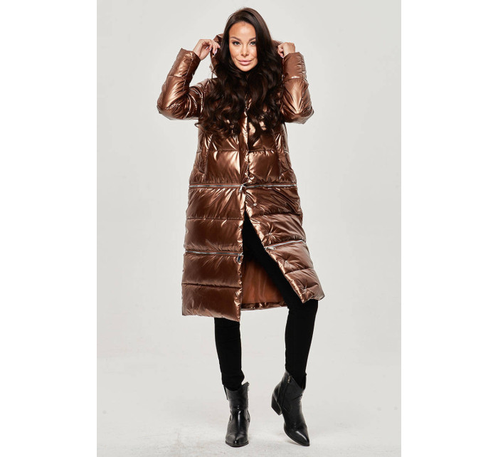 Dámska zimná bunda v medenej farbe v troch dĺžkach (omdl-009)