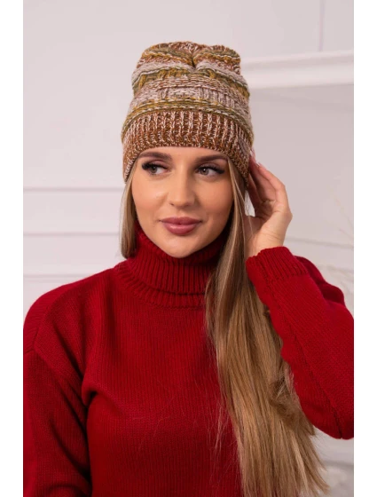 Čiapka s fleecom Patrycja K254 khaki+camel Čiapka s fleecom Patrycja K254 khaki+camel