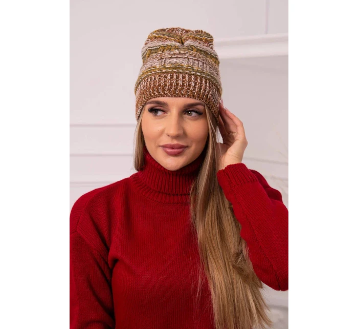 Čiapka s fleecom Patrycja K254 khaki+camel Čiapka s fleecom Patrycja K254 khaki+camel