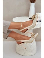 Plecione Szpilki Z Odkrytą Piętą Beżowe Lanithra