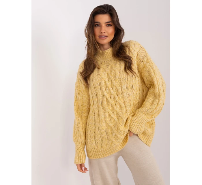 Sweter AT SW jasny żółty model 19011781 - FPrice Sweter AT SW jasny żółty model 19011781 - FPrice