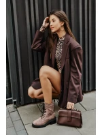 Zdobené členkové topánky Workery Dámske zateplené topánky D&A Taupe Zdobené členkové topánky Workery Dámske zateplené topánky D&A Taupe