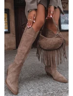 Dámské kovbojky na podpatku – béžové model 21848572 - Kesi