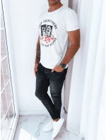 Pánské bílé tričko s potiskem Dstreet model 21969347 - FashionStreet