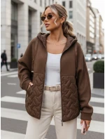 Dámska prechodná oversize bunda s kapucňou hnedá FashionStreet TY5593