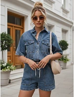 Dámska súprava s džínsovou košeľou a modrými šortkami FashionStreet AY1207 Dámska súprava s džínsovou košeľou a modrými šortkami FashionStreet AY1207