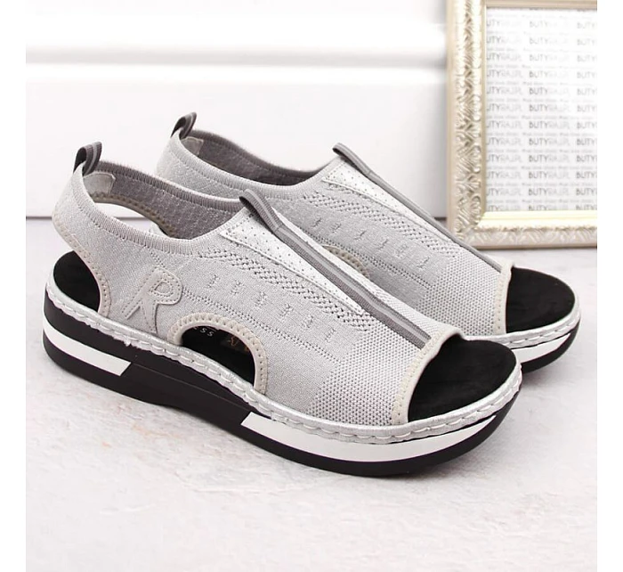 Pohodlné sandále Rieker W RKR686 metalic