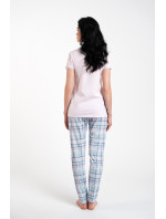 Dámske pyžamo Glamour s krátkym rukávom a dlhými nohavicami - ružová/potlač