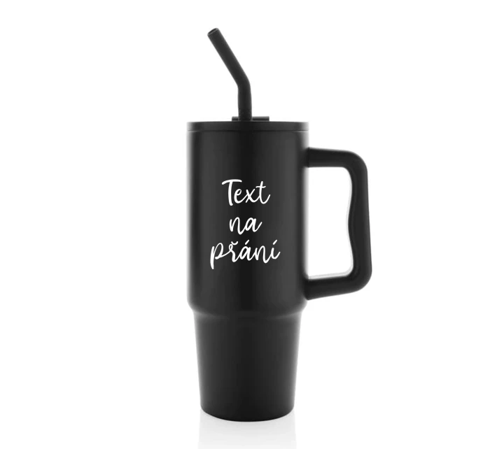 TEXT NA PŘÁNÍ - černý cestovní termohrnek 900 ml TEXT NA PŘÁNÍ - černý cestovní termohrnek 900 ml