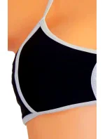 Dámske plavky dvojdielne sexi bikiny Sultry polstrované košíčky zdobené bielymi lemami čierne - Čierna - OEM