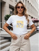 Dámske tričko s potlačou s dovolenkovým motívom, biele, FashionStreet NX8032RY Dámske tričko s potlačou s dovolenkovým motívom, biele, FashionStreet NX8032RY