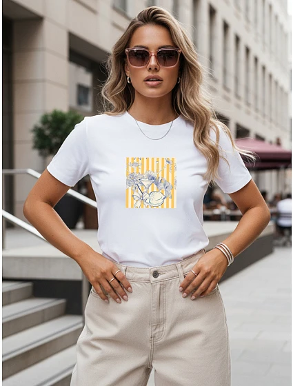 Dámske tričko s potlačou s dovolenkovým motívom, biele, FashionStreet NX8032RY Dámske tričko s potlačou s dovolenkovým motívom, biele, FashionStreet NX8032RY
