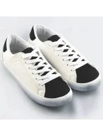 Dvojfarebné bielo-čierne dámske šnurovacie trampky (6340)