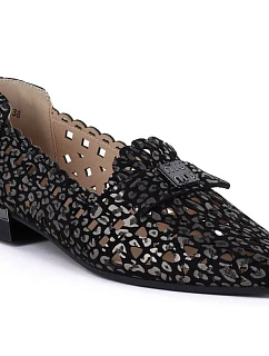 Dámské kožené polobotky černé model 22099456