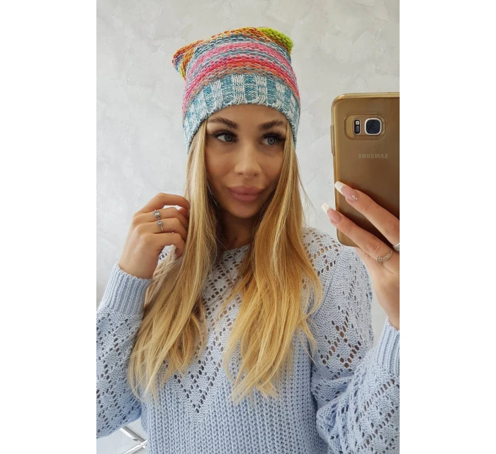 Krystyna fleecová čiapka K207 neon green+blue