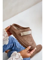 Damskie Kapcie Ocieplane Futerkiem Na Platformie Brązowe Azida Damskie Kapcie Ocieplane Futerkiem Na Platformie Brązowe Azida