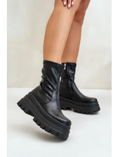 Botki Na Masywnej Platformie Czarne Florinara