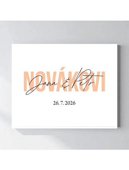 Personalizovaný magický fotoobraz v ráme - štvorec 40x50 - mená novomanželov Personalizovaný magický fotoobraz v ráme - štvorec 40x50 - mená novomanželov