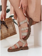 Dámske sandále s prackami SOLARIA beige FashionStreet ZY0888