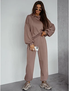 Dámska tepláková súprava s kapucňou v cappuccino farbe, FashionStreet AY1214