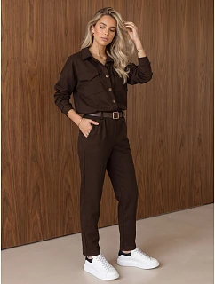 Dámska súprava s blúzkou a nohavicami, hnedá, FashionStreet AY1237