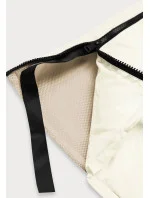 Dlhá zimná bunda v ecru farbe z rôznych materiálov (jin-210)