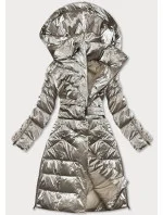 Béžová dlhá lesklá dámska zimná bunda (775) Béžová dlhá lesklá dámska zimná bunda (775)