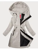 Svetlo béžová jednoduchá dámska bunda s kapucňou LHD (LHD-24592)