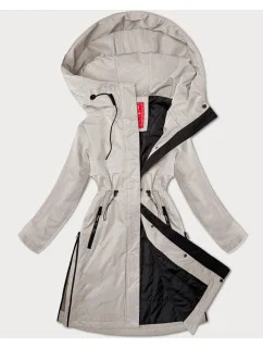 Světle béžová dámská bunda s kapucí model 20927369 - LHD