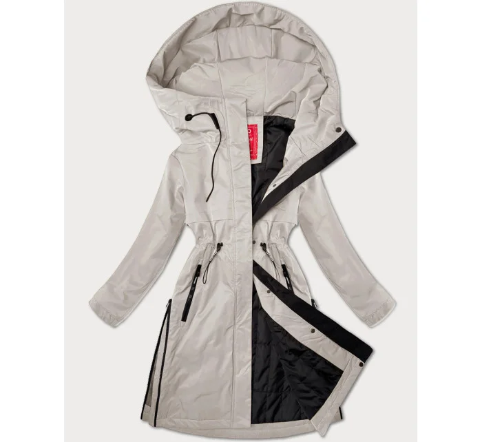 Svetlo béžová jednoduchá dámska bunda s kapucňou LHD (LHD-24592)