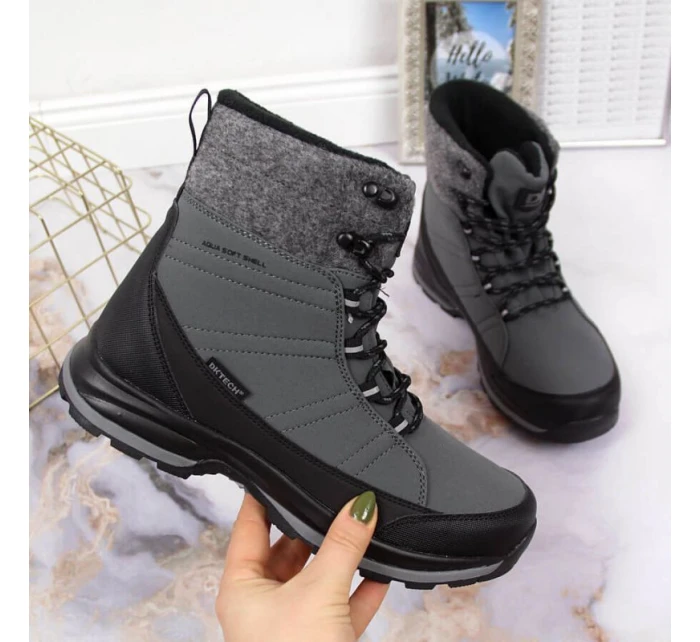 Zimné snehové topánky nepremokavé šedé DK