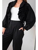 Dámský bavlněný komplet s model 22294794 mikinou a kalhotami černý - K-Fashion Dámský bavlněný komplet s model 22294794 mikinou a kalhotami černý - K-Fashion