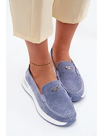 Dámské mokasíny z přírodního semiše modré model 22095022 - EVENTO