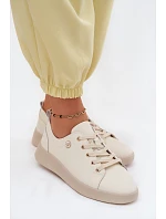 Kožené dámské polobotky model 22133405 světle béžové - VINCEZA