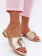 Dámske papuče s plochou podrážkou a ornamentom KV61-6025 Gold